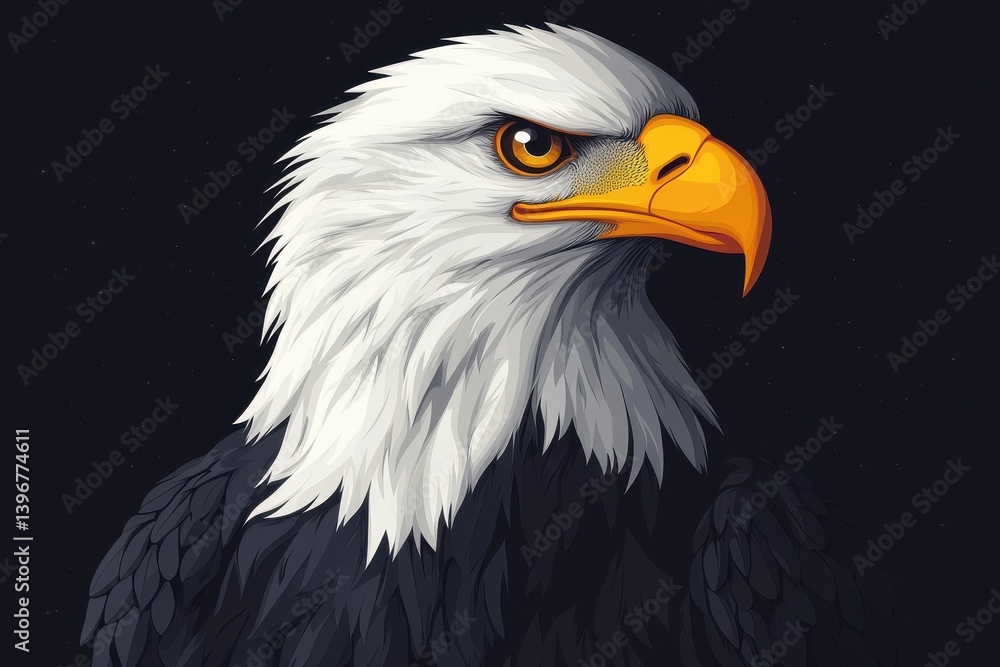 Majestic eagle with striking features and vibrant colors set against a dark background Majestic eagle with striking features and vibrant colors set against a dark background