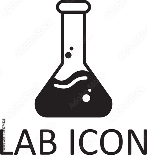 Laboratory Black and White Illustration. Erlenmeyer Flask. For Chemical Description or Chemistry studies theme. Science enthusiast