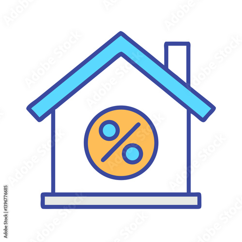 House with Percent Mortgage Icon Design