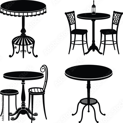 Bistro Table silhouette vector