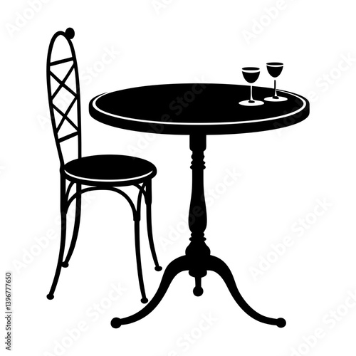 Bistro Table silhouette vector