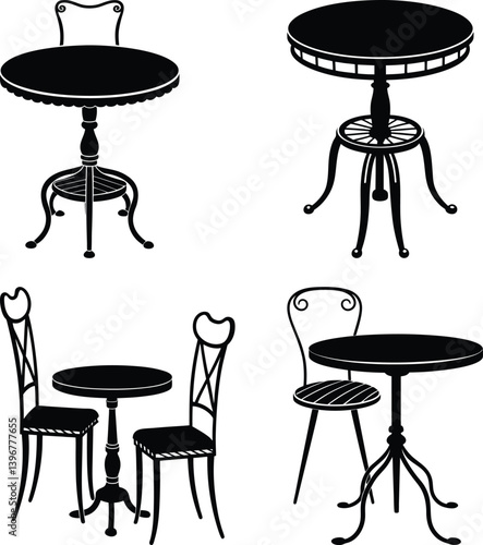 Bistro Table silhouette vector