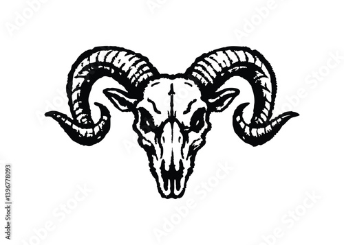 Silhouette Cow skull flat icon. Vector illustration