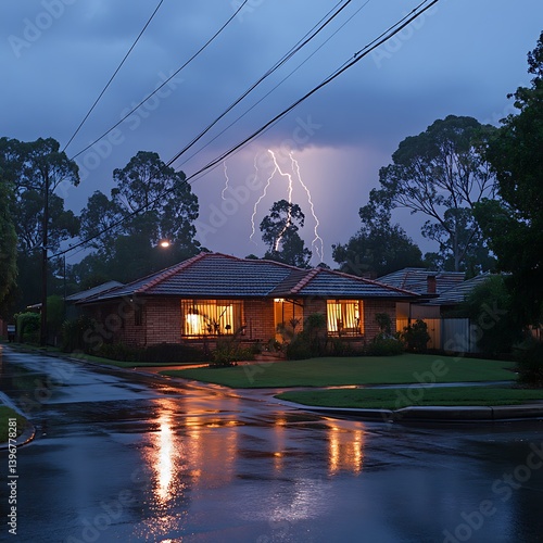 Stormy Night House Reflection (1)