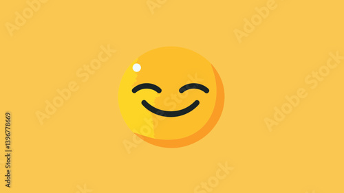Smiling Relieved Face Emoticon Vector Design - Emojilicious Flat Style for Communication and Emotion Expression