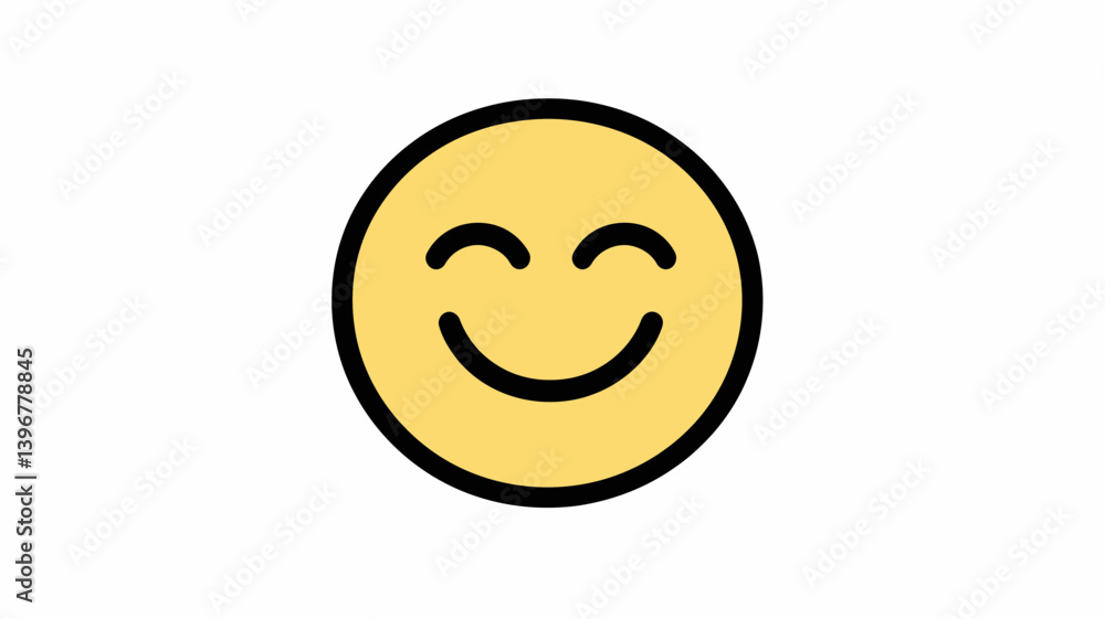Fototapeta premium Trendy Thin Line Happy Emoji Vector Icon with Smiling Face for Social Media and Digital Communication