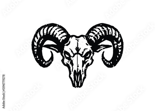 Silhouette Cow skull flat icon. Vector illustration