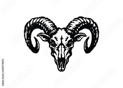 Silhouette Cow skull flat icon. Vector illustration