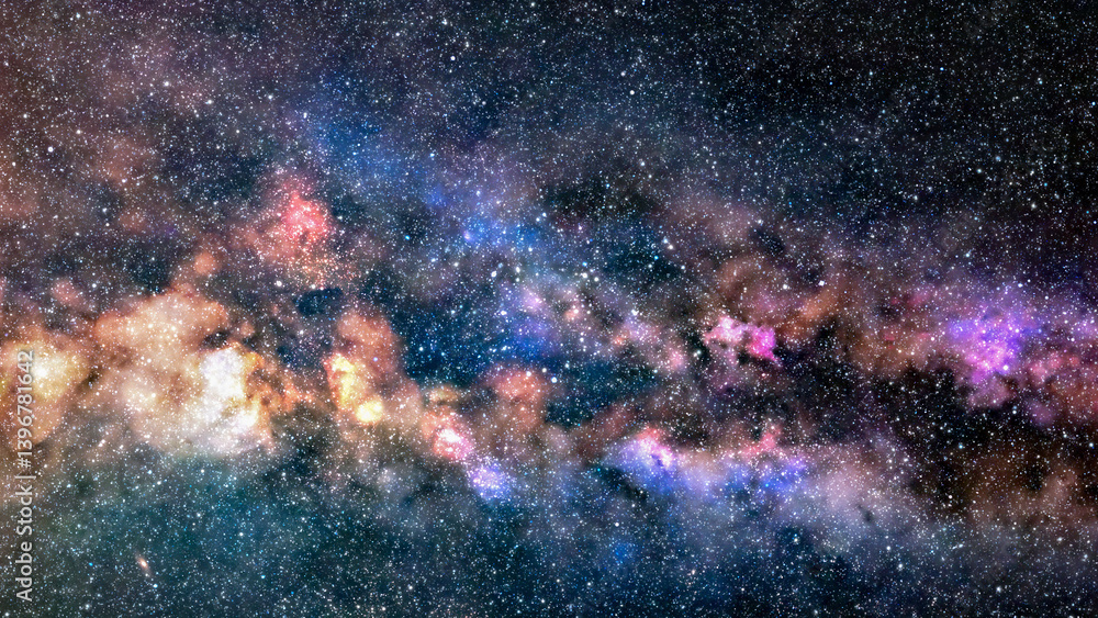 Milky way stars and constellations with a galaxy background.
