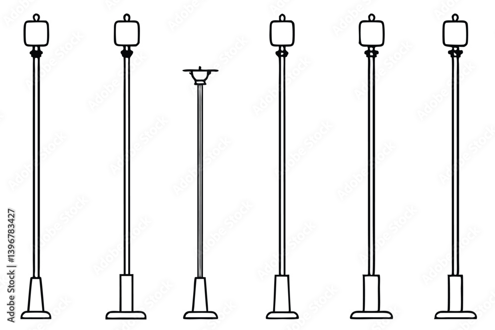 Naklejka premium street pole line art creative modern geometric urban style drawing