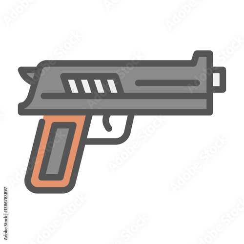 gun filled outline icon. action color line illustration.