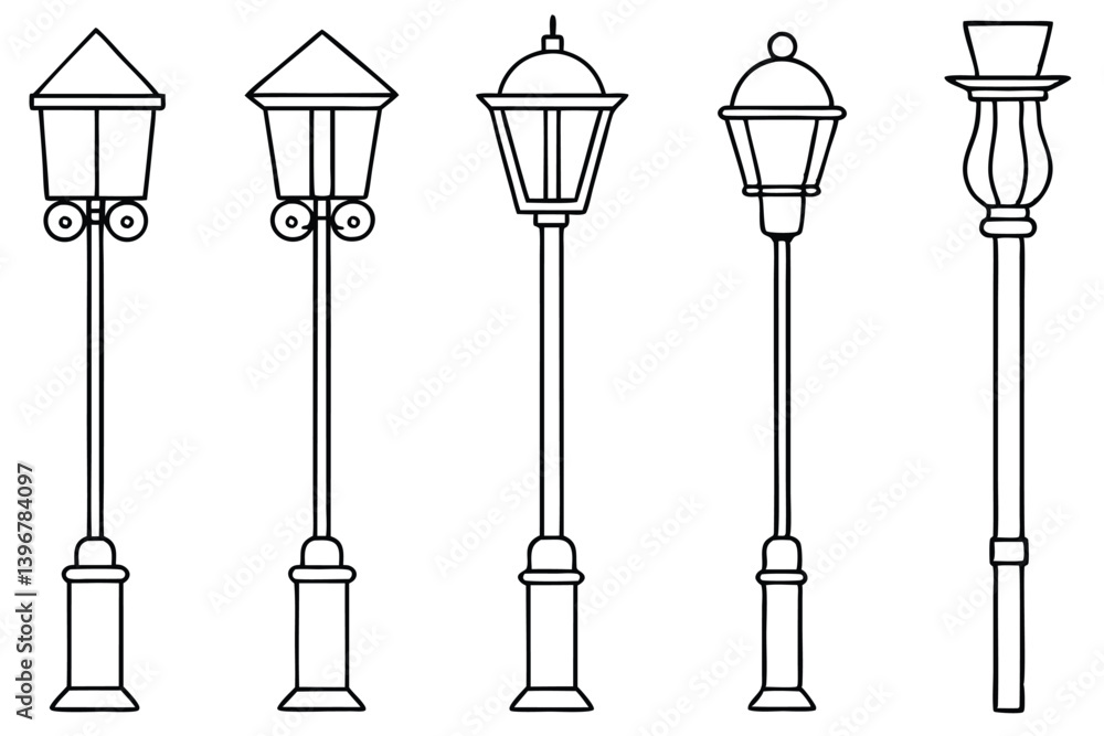 Streetlamp line art illustration beautiful nighttime sketch design Streetlamp line art illustration beautiful nighttime sketch design
