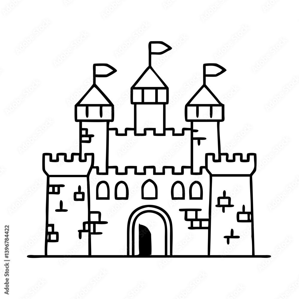 Obraz premium medievalcastle icon, medievalcastle line art - simple line art of medievalcastle, perfect for medievalcastle logos and icons