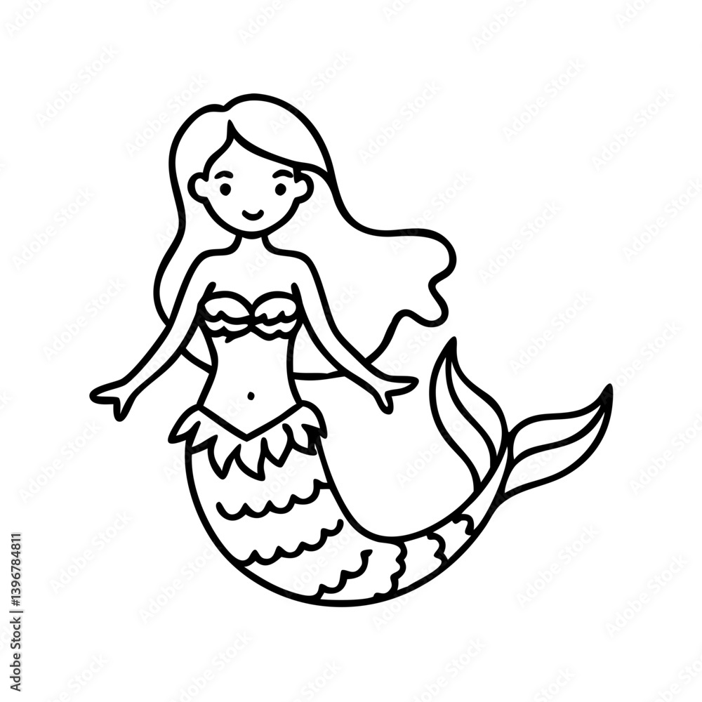 mermaid icon, mermaid line art - simple line art of mermaid, perfect for mermaid logos and icons mermaid icon, mermaid line art - simple line art of mermaid, perfect for mermaid logos and icons