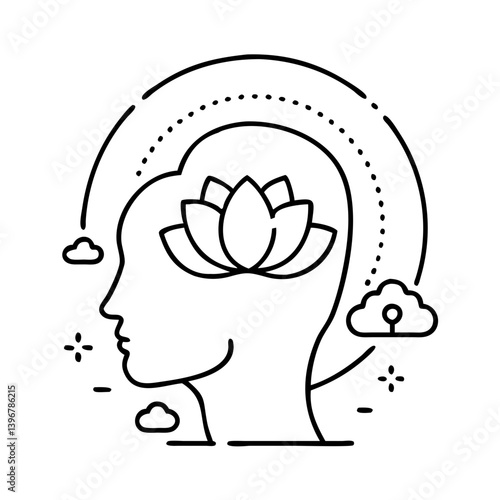 mindfulness icon, mindfulness line art - simple line art of mindfulness, perfect for mindfulness logos and icons