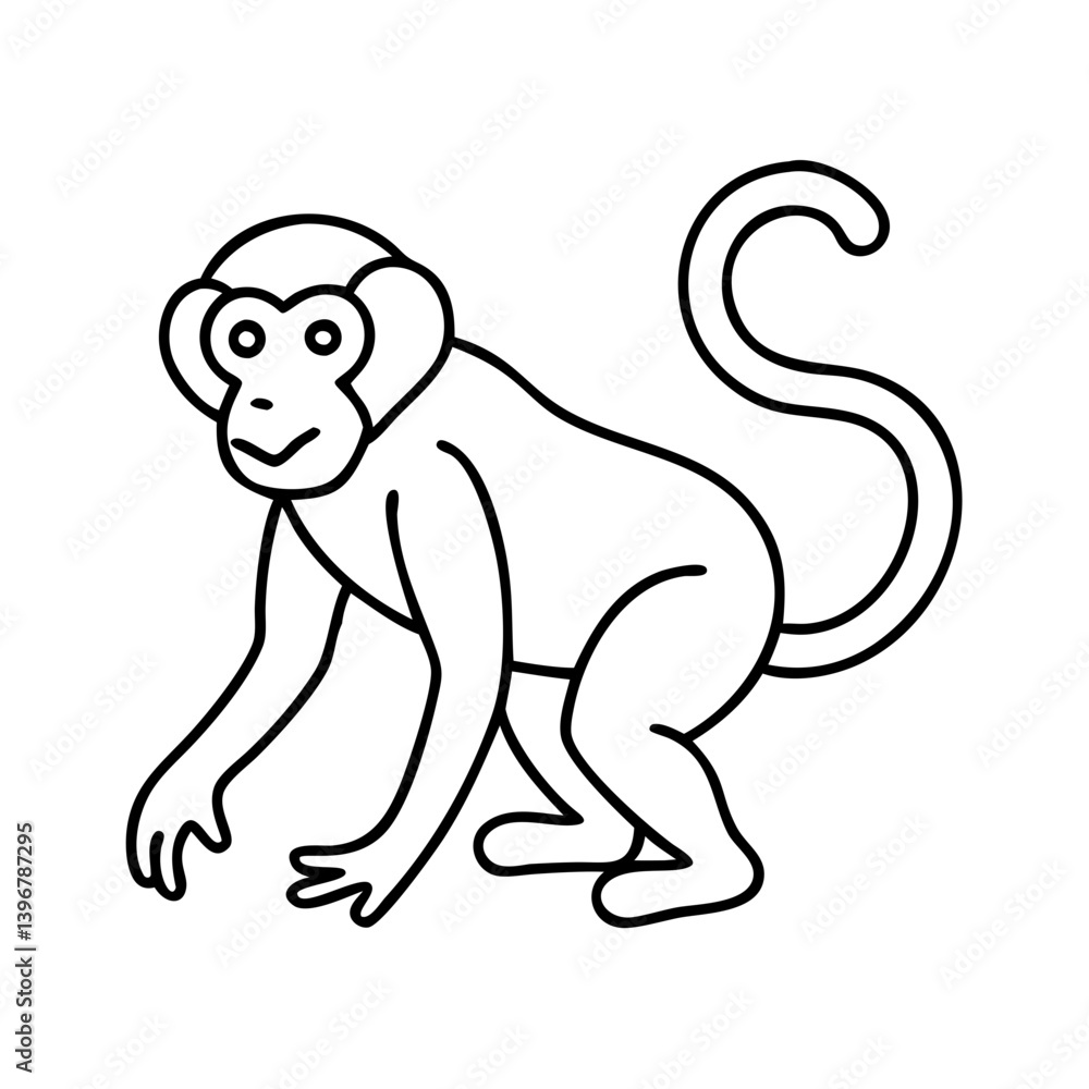 Obraz premium monkey icon, monkey line art - simple line art of monkey, perfect for monkey logos and icons