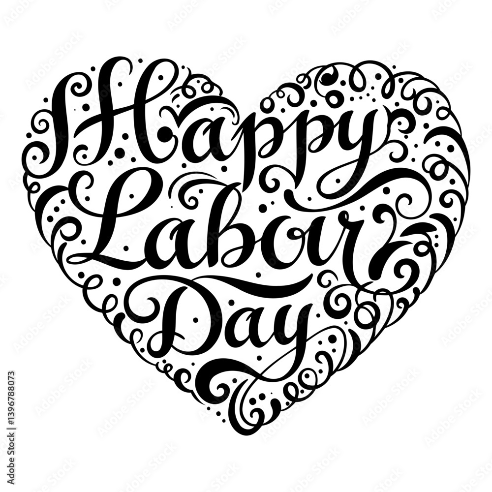 Obraz premium Heart-shaped Happy Labor Day graphic, perfect for print