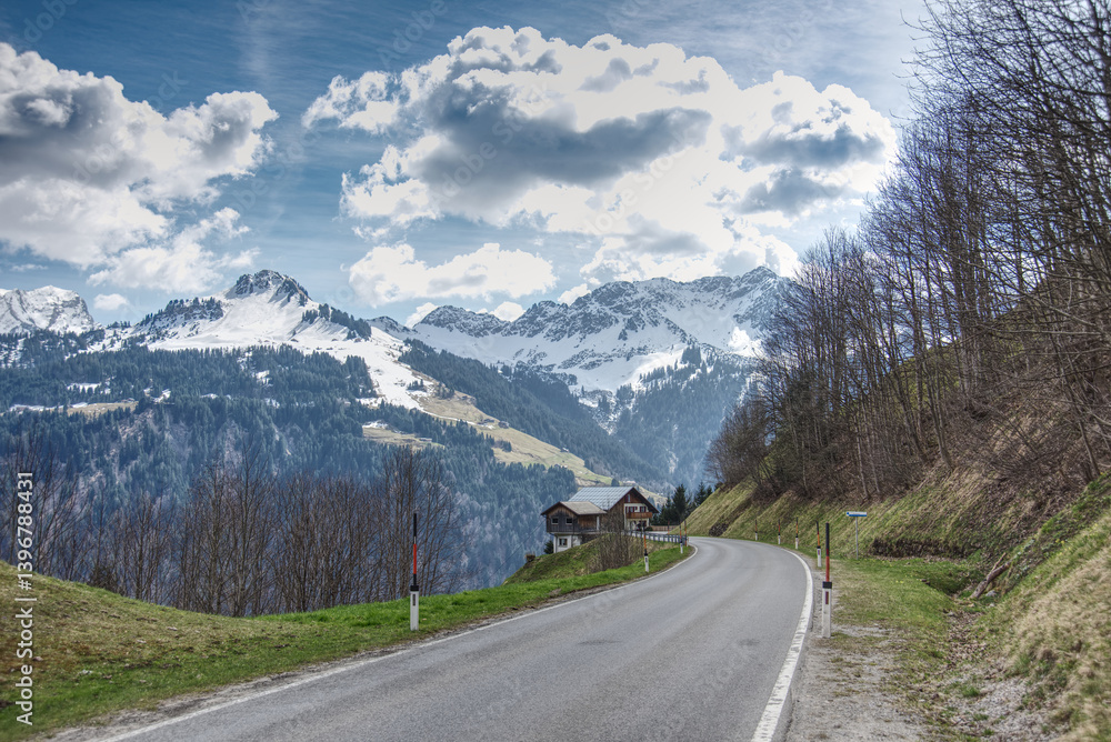 Fototapeta premium road in the mountains, Austria, Bregenzerwald