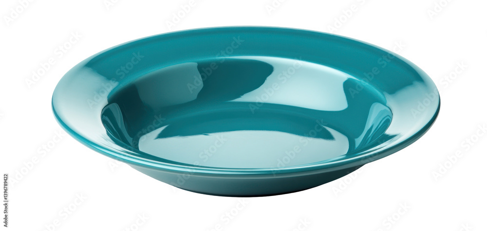 A vibrant teal ceramic plate placed on a clean surface, showcasing its glossy finish and elegant design for culinary presentations A vibrant teal ceramic plate placed on a clean surface, showcasing its glossy finish and elegant design for culinary presentations