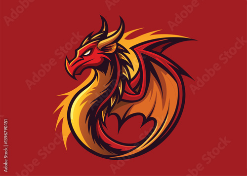 Wallpaper Mural Beautiful Dragon animal dragon vector art illustration Torontodigital.ca