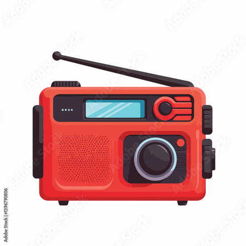 Compact emergency radio illustration on white background, safety concept