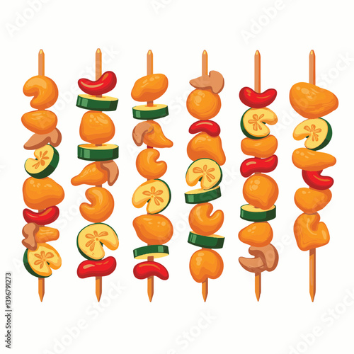 Vibrant grilled skewers featuring chicken and vegetables, summer delight