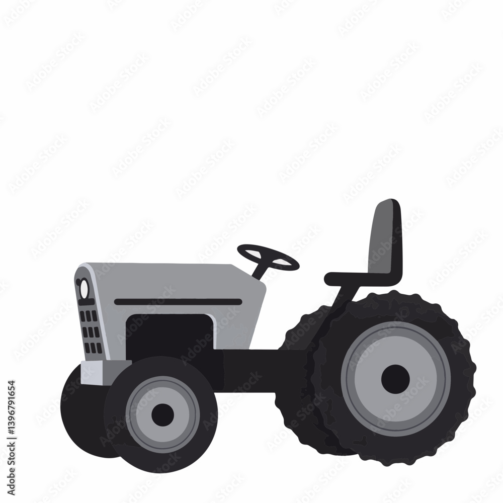 Minimalist tractor cab illustration with geometric design features Minimalist tractor cab illustration with geometric design features