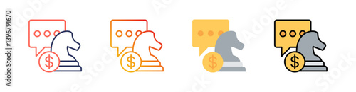 Strategy Multistyle Icon Set Vector 