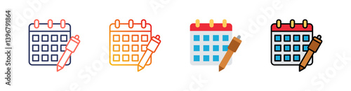 Schedule Multistyle Icon Set Vector 