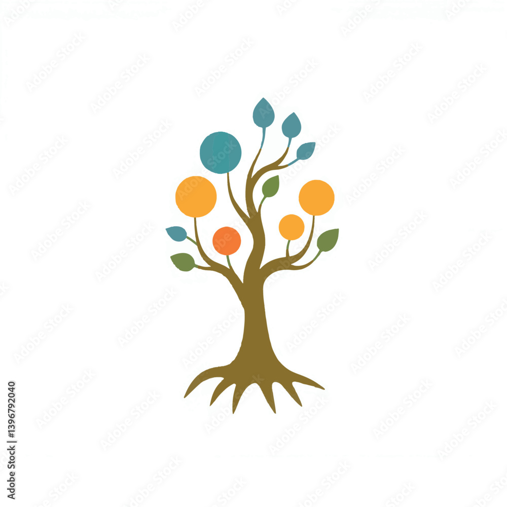 Fototapeta premium Stylized family tree symbolizing connections and heritage, minimal design
