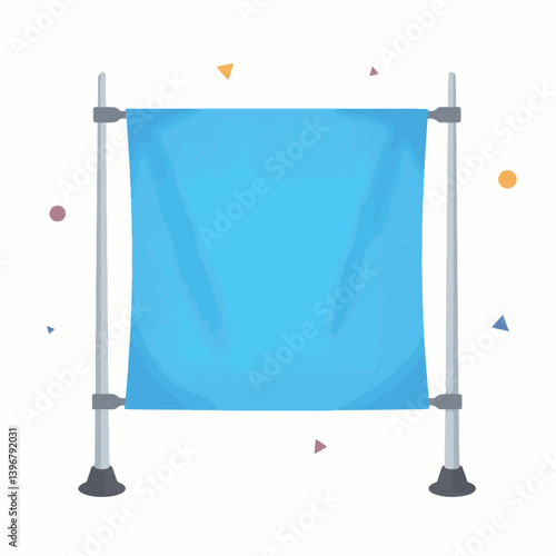 Minimalist blue campaign banner on poles in clean space, promotional design