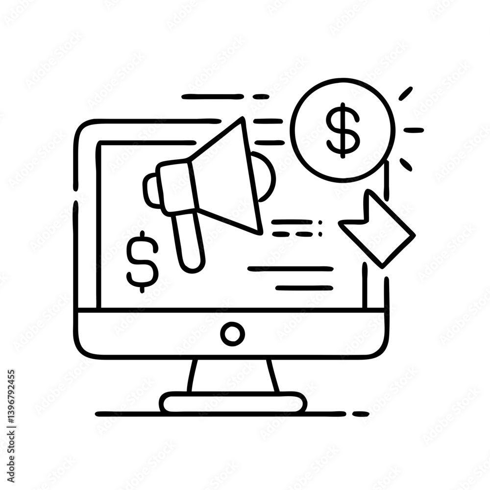 paidads icon, paidads line art - simple line art of paidads, perfect for paidads logos and icons