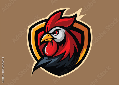 Roster or Chicken logo icon, Abstract Rooster minimalist logo, Icon, element vector cartoon illustration
