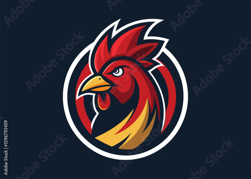 Chicken Logo Concept. Roster or Chicken logo icon, Abstract Rooster Logo vector cartoon illustration