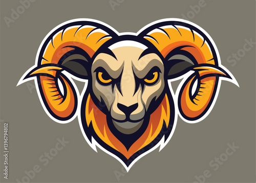 Skull with horn silhouette vector. Hand drawn goat skull doodle vector illustration.