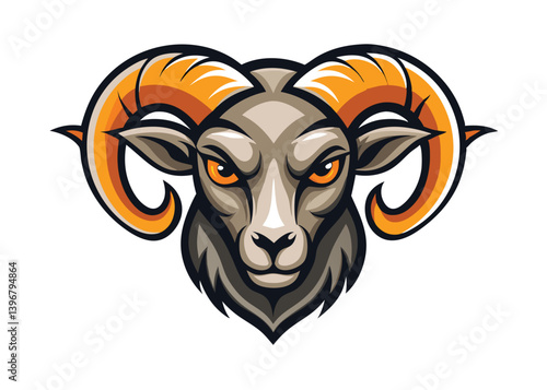 Skull with horn silhouette vector. Hand drawn goat skull doodle vector illustration.