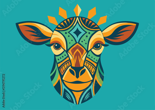 Giraffe in modern tribal tattoo abstract line art of animals minimalist contour vector icon isolated on white background