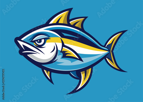 tuna fish concept for fishing logo and seafood branding vector icon isolated on white background