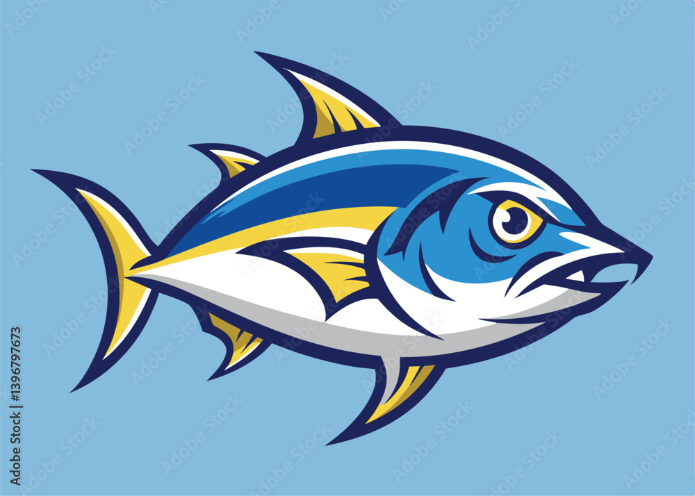 Fototapeta premium tuna fish concept for fishing logo and seafood branding vector icon isolated on white background