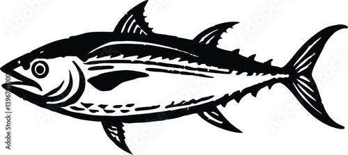 tuna fish logo emblem label seafood vector icon Hand drawn single line art use for logo illustration style.