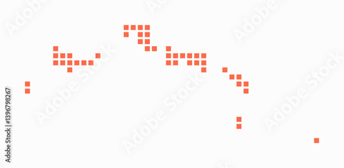 Turks and Caicos Islands dotted map. Digital style map of the country on white background. Turks and Caicos Islands shape with square dots. Colored dots style. Large size squares.