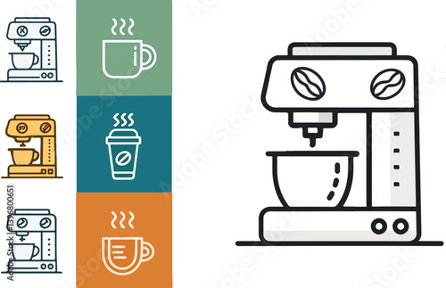 Coffee machine vector design, Coffee machine logo and icon design, Coffee machine Illustration vector design