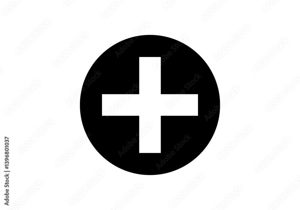 Icono negro de botón de más de añadir Icono negro de botón de más de añadir