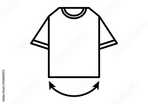 Icono negro de camisa de manga corta con flecha indicando doble capa