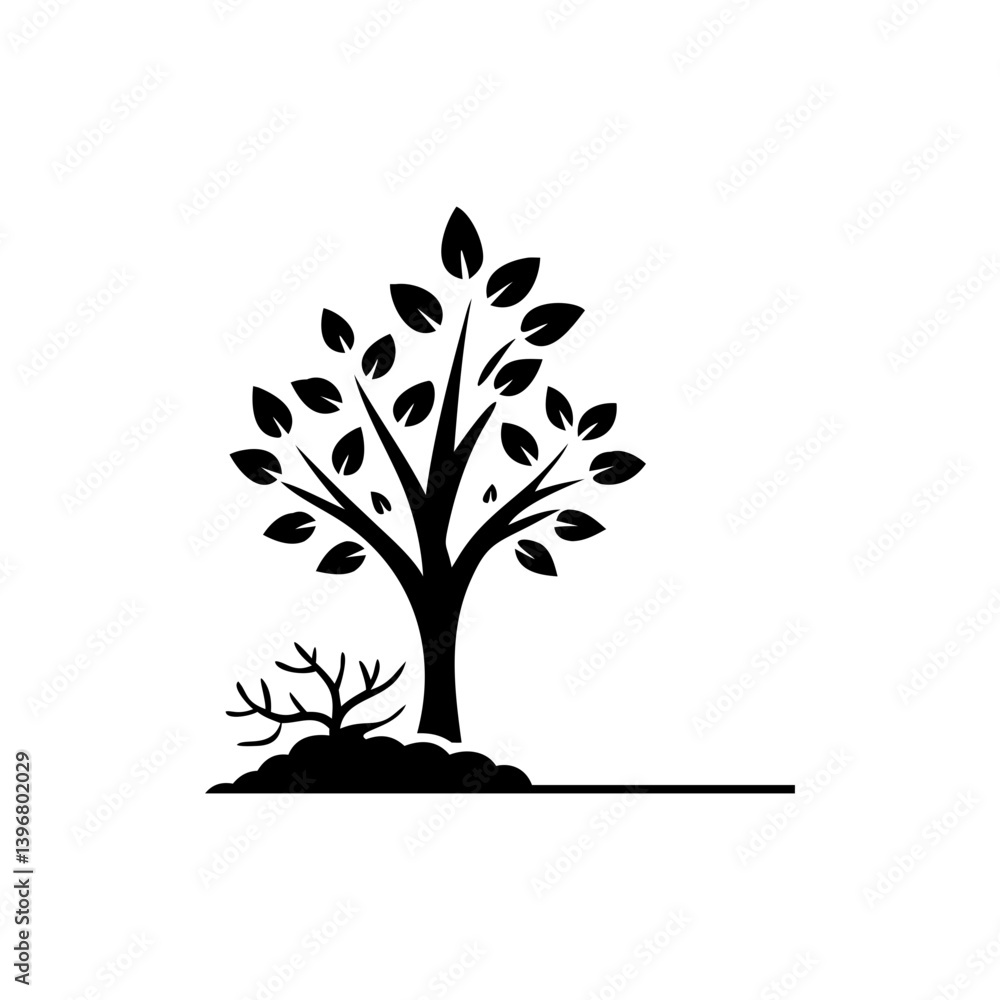 planting tree icon, planting tree silhouette vector illustration-simple silhouette illustration of planting tree, perfect for planting tree logos and icons planting tree icon, planting tree silhouette vector illustration-simple silhouette illustration of planting tree, perfect for planting tree logos and icons