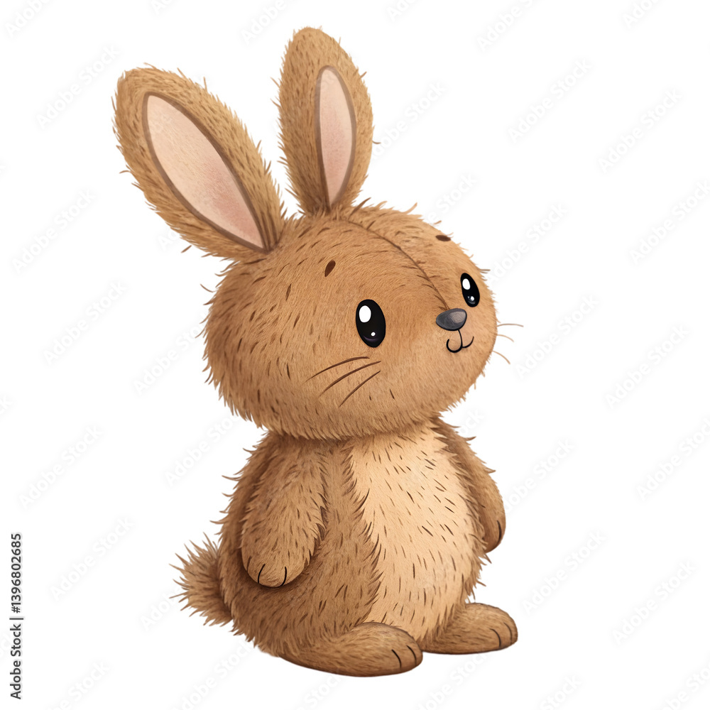 Obraz premium Cute Bunny Illustration, Adorable Rabbit Drawing on transparent background