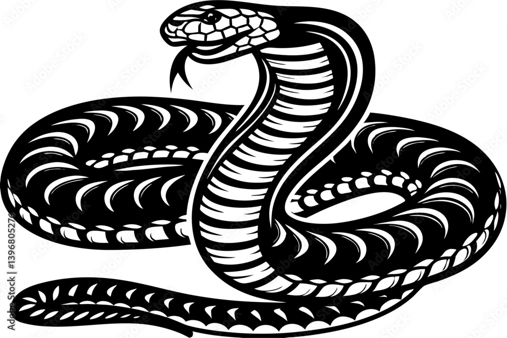 Fototapeta premium High-quality anaconda vector illustration showcasing the powerful and iconic snake in a detailed, stylized form. Ideal for wildlife education materials, reptile-themed designs, zoo brochures, nature d