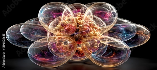 Obraz na płótnie Weird quantum atom particle. Physics science theory. Generative ai technology.
w salonie