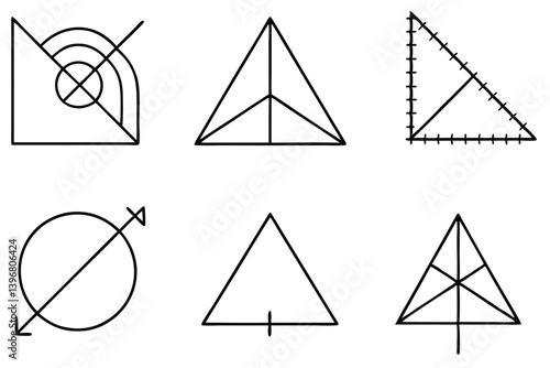 trigonometric funct line art minimalistic geometric shape vector design