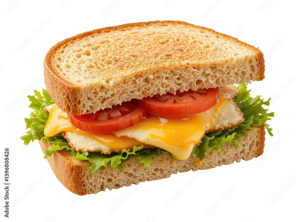 Freshly Made Sandwich with Lettuce, Tomato and Cheese Layers Freshly Made Sandwich with Lettuce, Tomato and Cheese Layers